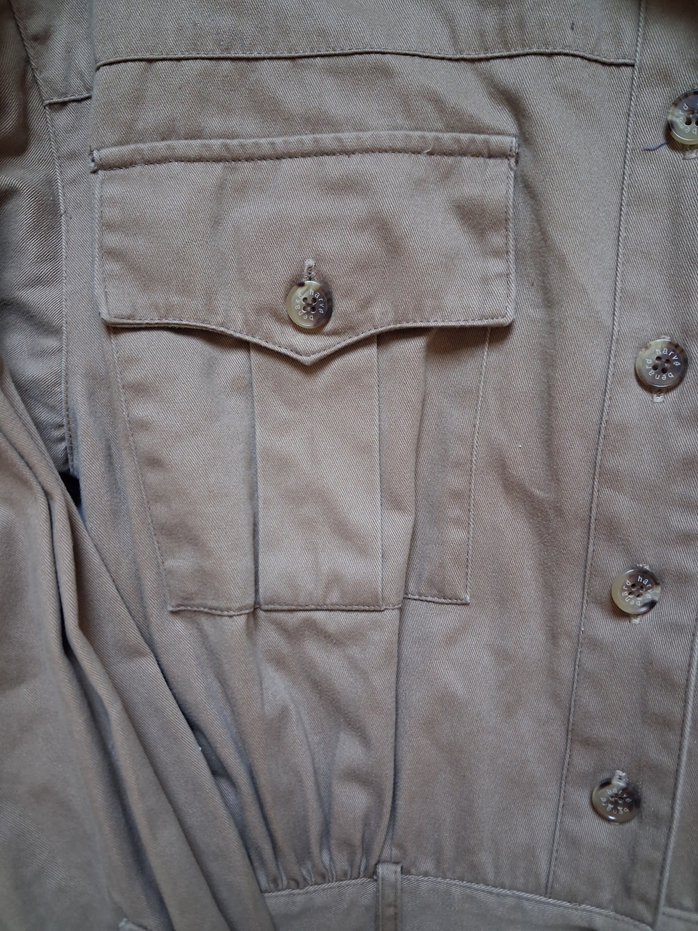 Harve Benard Shirt Dress Taupe Button-Front Utility Size 10 Vintage 80s - Picture 5 of 10
